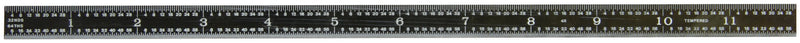 Fowler 52-297-012 Flexible Black Steel EZ Read Rule, 12" Length, 1/2" Width, 0.020" Thickness, 4R Graduation