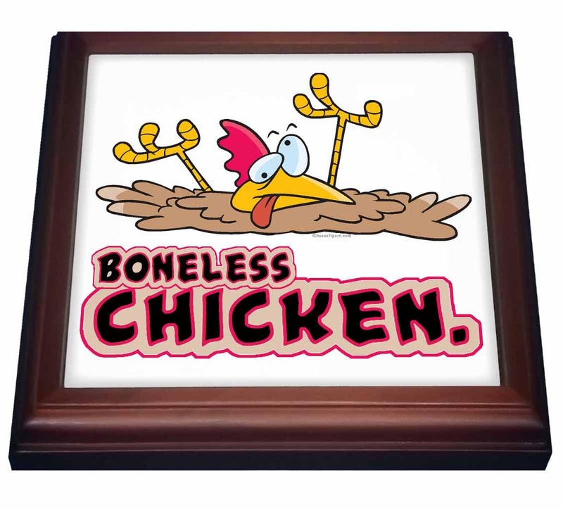 3dRose Funny Boneless Chicken Cartoon Trivet with Ceramic Tile, 8 by 8", Brown