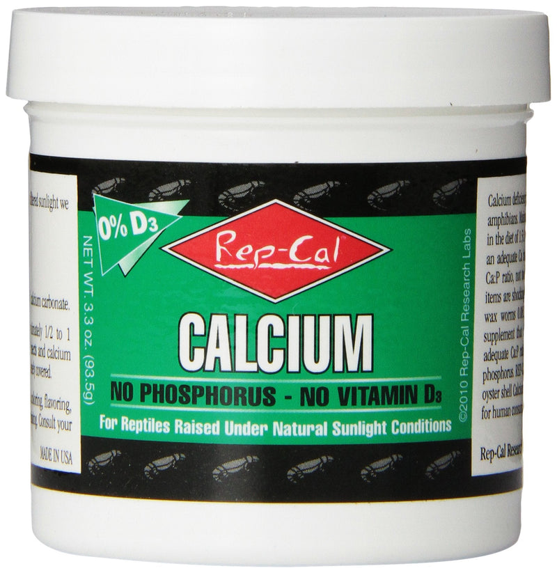 Rep-Cal 52298 Phosphorous-Free Calcium Powder Reptile/Amphibian Supplement Without Vitamin D3, 4.1 oz,white - PawsPlanet Australia
