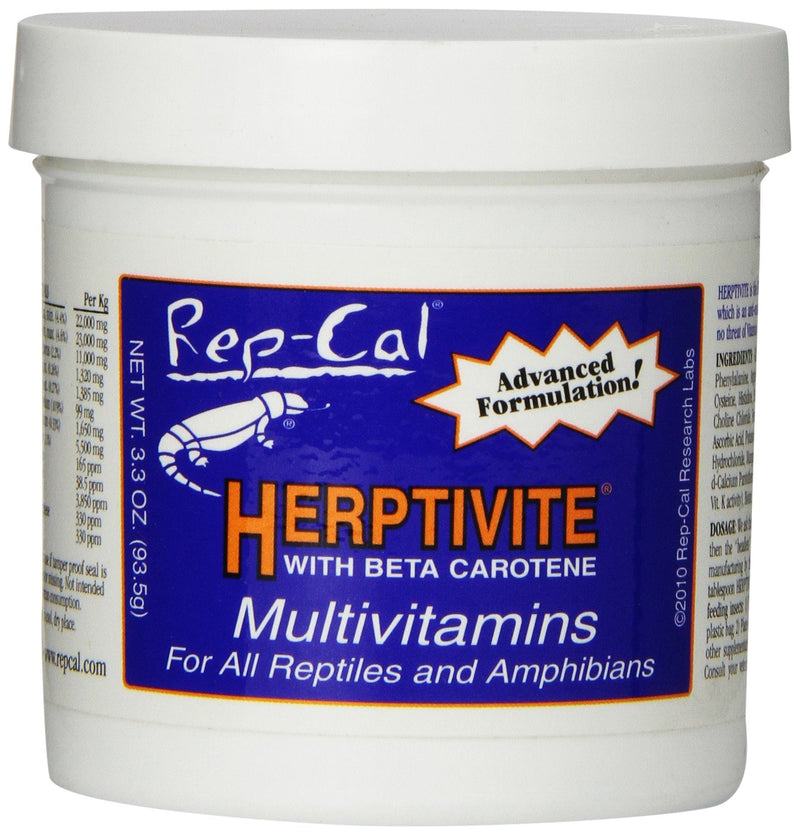 Rep-Cal 52299 SRP00300 Herptivite Multivitamin and Mineral Powder Reptile/Amphibian Supplement, 3.3 oz - PawsPlanet Australia