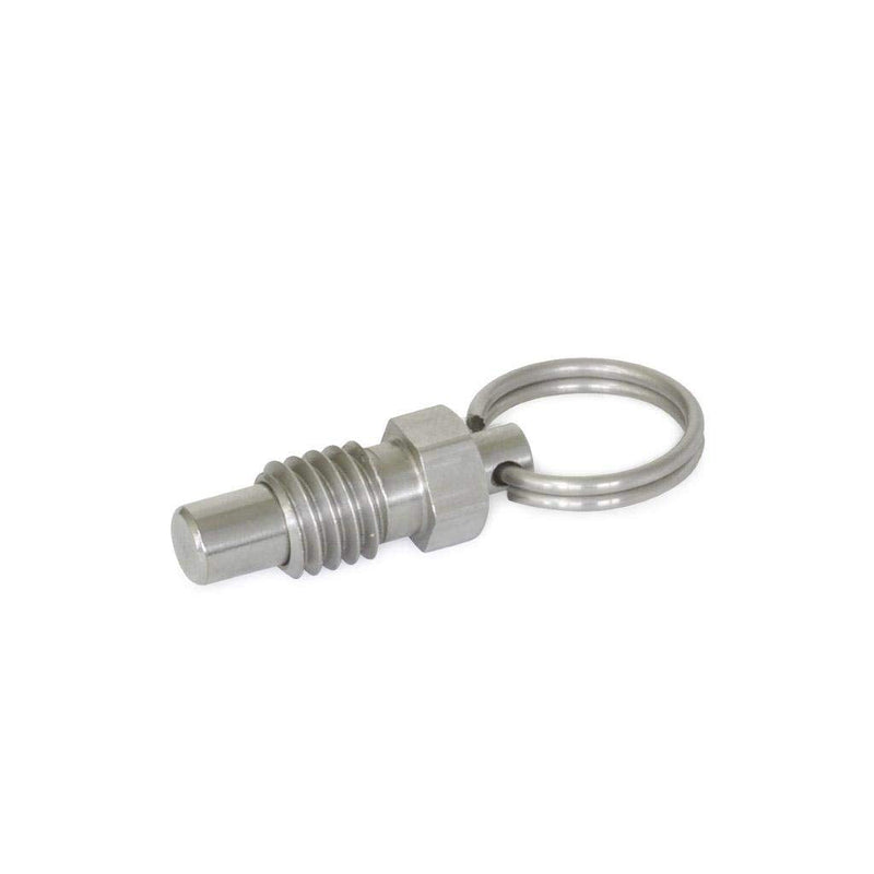 WN 717.10 Series Stainless Steel Non Lock-Out Type Stubby Hand Retractable Spring Plunger with Pull Ring, 1/4"-20 Thread, 0.31" Thread Length