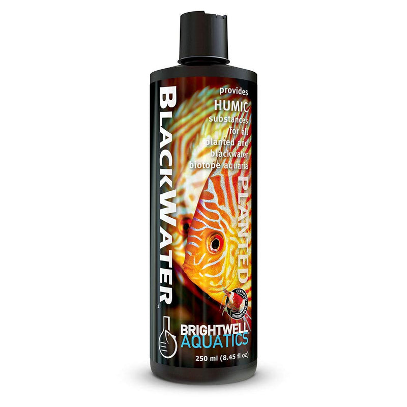 Brightwell Aquatics BlackWater Humic Fulvic Acid Supplement Simulates Natural Blackwater Conditions Supports Nutrient Uptake in Freshwater Planted Aquariums, 250 ml 250-ml