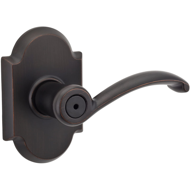 Kwikset Austin Interior Privacy Door Handle with Lock, Door Lever For Bathroom and Bedroom, Venetian Bronze Reversible Keyless Turn Lock, with Microban Protection