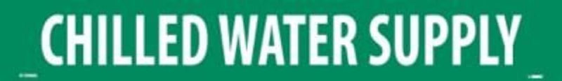 NMC A1048G Pipe Marker, Legend "Chilled Water Supply", 14" Length x 2" Height, 1-1/4" Letter Size, Pressure Sensitive Vinyl, White on Green (Pack of 25) 14 inches length
