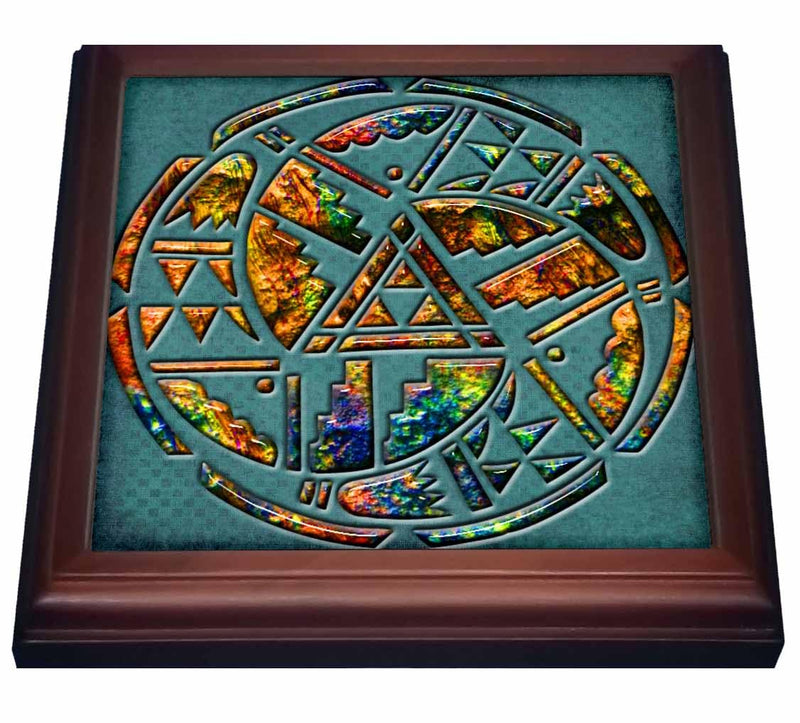 3dRose Designer One of a Kind Native American Art Trivet with Ceramic Tile, 8 by 8", Brown