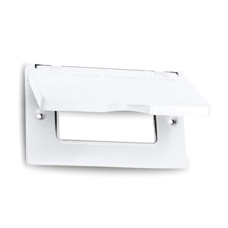 SIGMA ENGINEERED SOLUTIONS 14249WH Weatherproof Outdoor GFCI Outlet Cover, White, Metal, 1-Gang, Horizontal