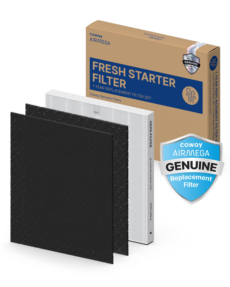 COWAY AP-1512HH & 200M Air Purifier Filter Replacement, Fresh Starter Pack, 2 Fresh Starter Deodorization Filters and 1 True HEPA Filter, 1 Pack, Black Fresh Starter Filter Set