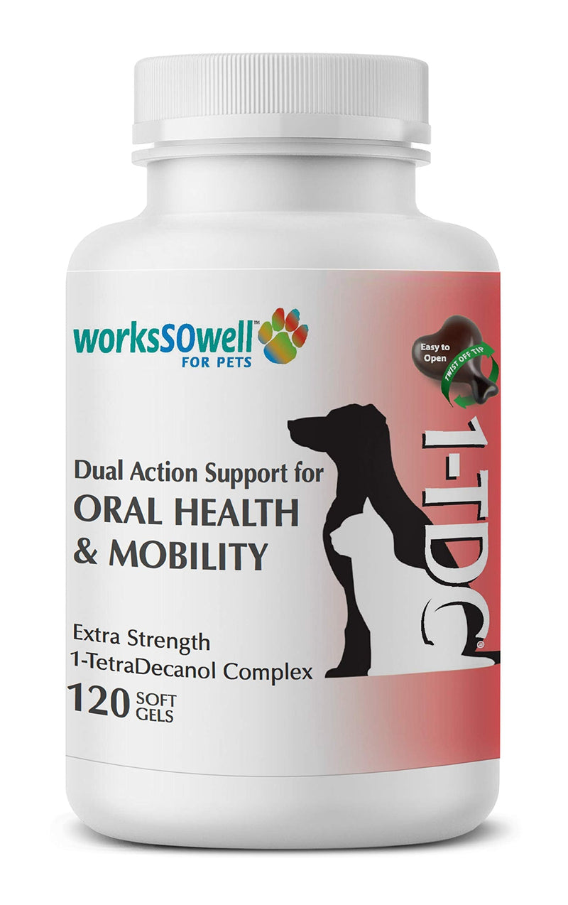 WorksSoWell Dual Action Natural Support - 120 Twist Off Soft Gels | Delivers 4 Health Benefits for Dogs & Cats | Supports Oral, Hip, Joint, Skin, Coat Health, Muscle & Stamina Recovery - PawsPlanet Australia