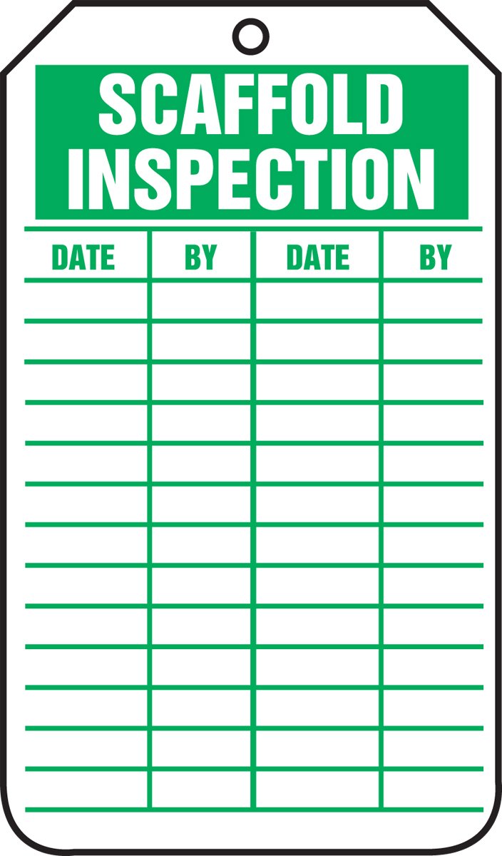 Accuform Signs TRS317CTP Scaffold Status Tag, Legend"Scaffold Inspection", 5.75" Length x 3.25" Width x 0.010" Thickness, PF-Cardstock, Green on White (Pack of 25)