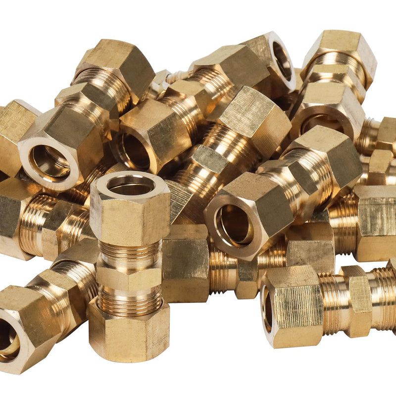 LTWFITTING 7/16-Inch OD Compression Union,Brass Compression Fitting(Pack of 20) 7/16" OD