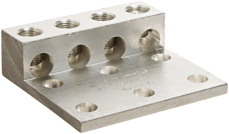 NSI 4-350L6 Dual Rated Transformer Lug, 350 MCM - 6 AWG Wire Range, 0.563" Mouting Hole, 3/8" Hex Size, 3.87" Width, 1.38" Height, 4.31" Length