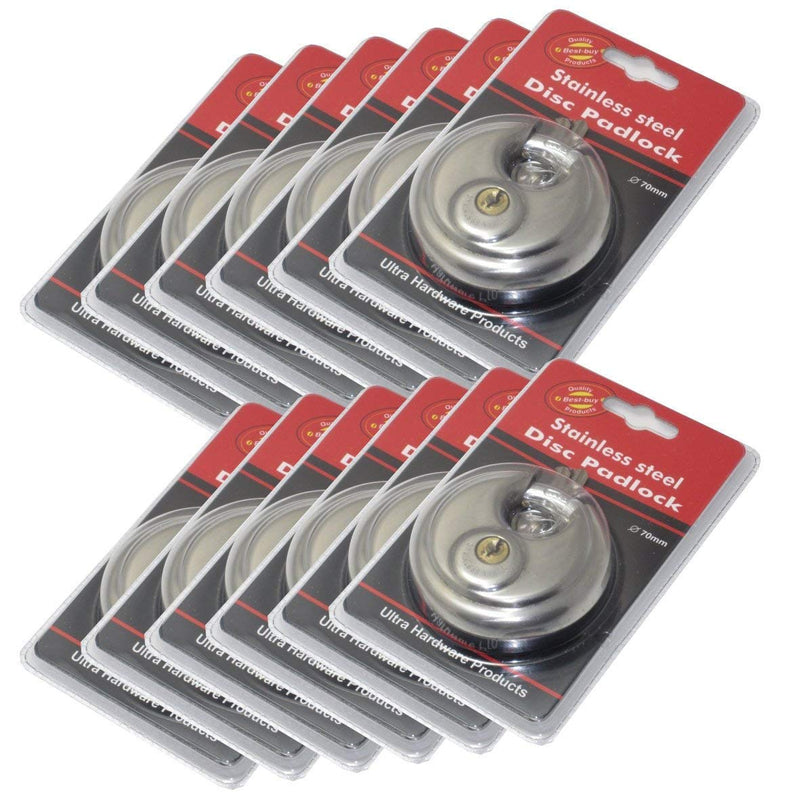 12 Pack Round Padlock with Shielded Shackle, 2-3/4-Inch, Stainless Steel Steel Armor for Trailer Storage Truck Wholesale Bulk Lot 12 Pack