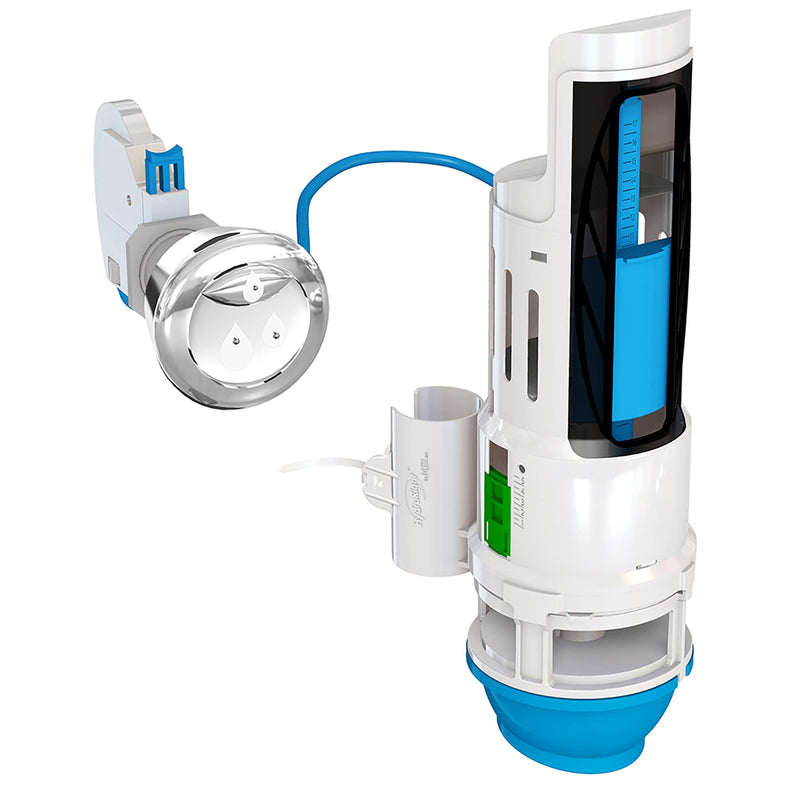 Danco HYR270 Hydroright Water-Saving Dual Flush Valve with Push-Button Handle, Plastic, Chrome Push Button 1.0