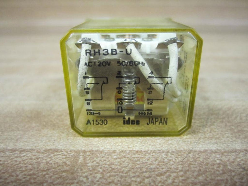 IDEC RH3B-UAC120V 120 VAC Coil, 3 Poles 3PDT, 50/60 HZ, Blade Terminal, Compact Power Relay, Industrial 10 AMP GP Relay, Plain Style, RH Series