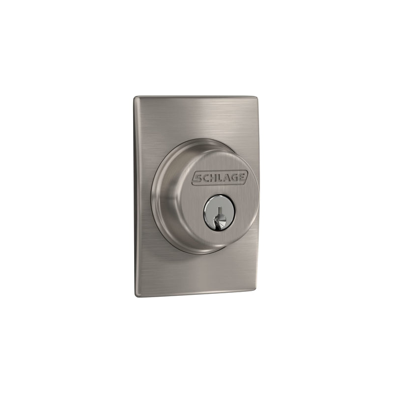 Schlage B60 N CEN 619 Deadbolt with Century Trim, Keyed 1 Side, Highest Residential Security, Satin Nickel