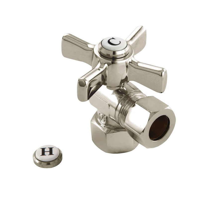 Kingston CC44408ZX Quarter-Turn Angle Shut-Off Valve, Brushed Nickel