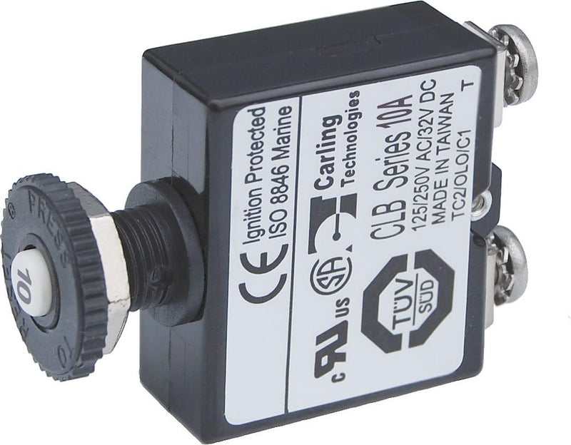 Blue Sea Systems Push Button Reset-Only CLB Circuit Breakers with Screw Terminals 10 Amp Dc