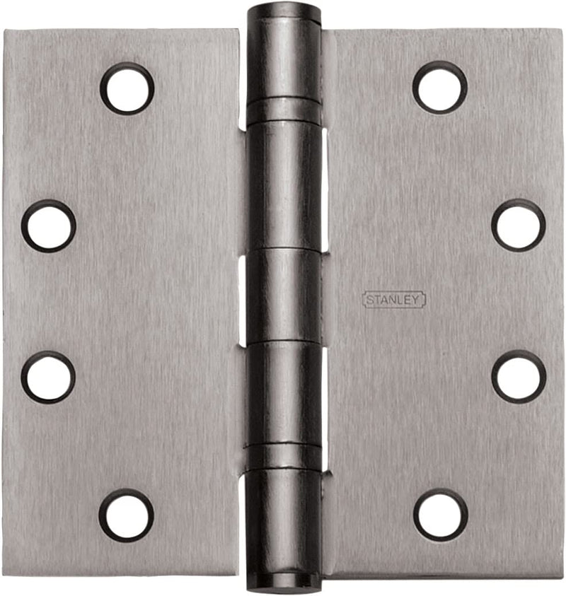 Stanley Security FBB19141232DNRP 4-1/2" x 4-1/2" Full Mortise Ball Bearing Standard Weight Square Corner Hinge Non Removable Pin # 040116 Satin Stainless Steel Finish