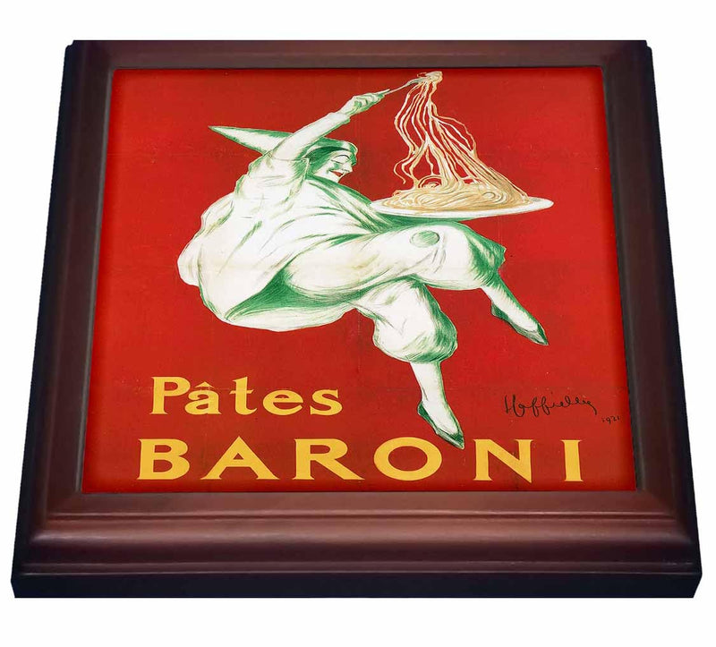 3dRose Vintage Pates Baroni Pasta Advertising Poster Trivet with Ceramic Tile, 8 by 8", Brown