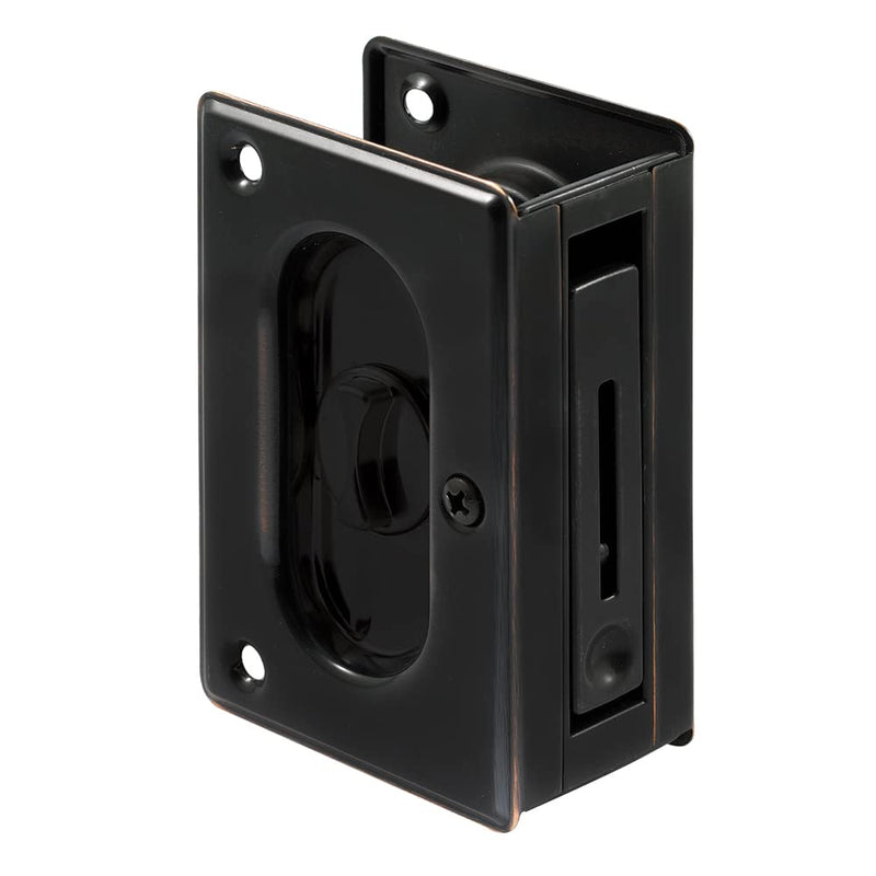 Prime-Line N 7368 Pocket Door Privacy Lock with Pull - Replace Old or Damaged Pocket Door Locks Quickly and Easily – Classic Bronze, 3-3/4” (Single Pack)