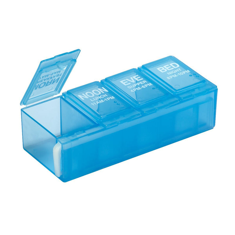 EZY DOSE Daily Pill Planner, Medicine Case, Vitamin Organizer Box, Locking Compartments to Secure Prescription Medication and Prevent Accidental Spilling, 4 Times per Day, Color May Vary, BPA Free Medium