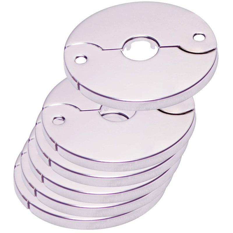 Floor and Ceiling Plate Cover Split Flange Replacement and Repair Kit, Fits 3/8 Inch IPS Galvanized Pipe or 1/2 Inch Copper Pipe, Chrome Finish (Pack of 6)