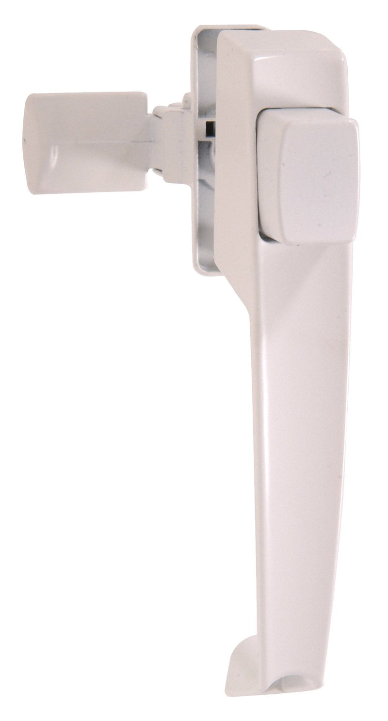 Hillman Pushbutton Latch (1-1/4"), White, 852063