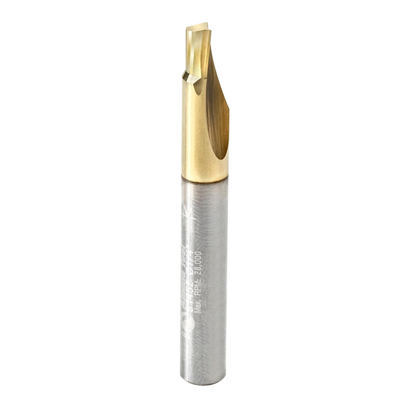 Amana Tool Solid Carbide Soft Aluminum Cutting Up-Cut (Up Shear) Router Bit, ZrN Coated, 51452, 1/4 D x 1/4 CH x 1/4 SHK x 2 Inch Long x 1 Flute