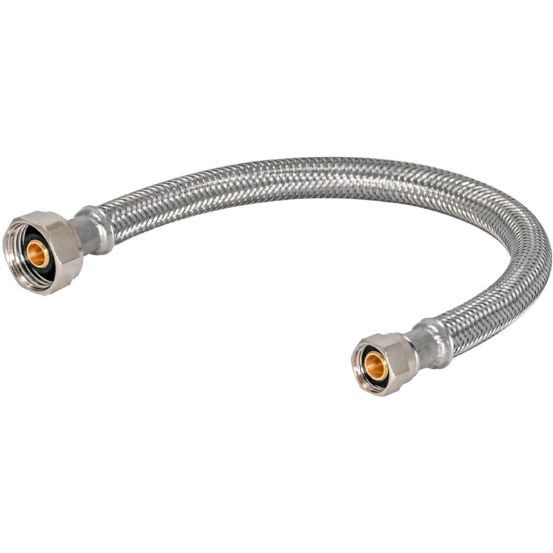 Eastman 20 inch Steel-Flex Braided Faucet Connector, 1/2 Inch FIP x 3/8 Inch Compression, Stainless Steel Faucet Supply Line, 48005N 20 in.