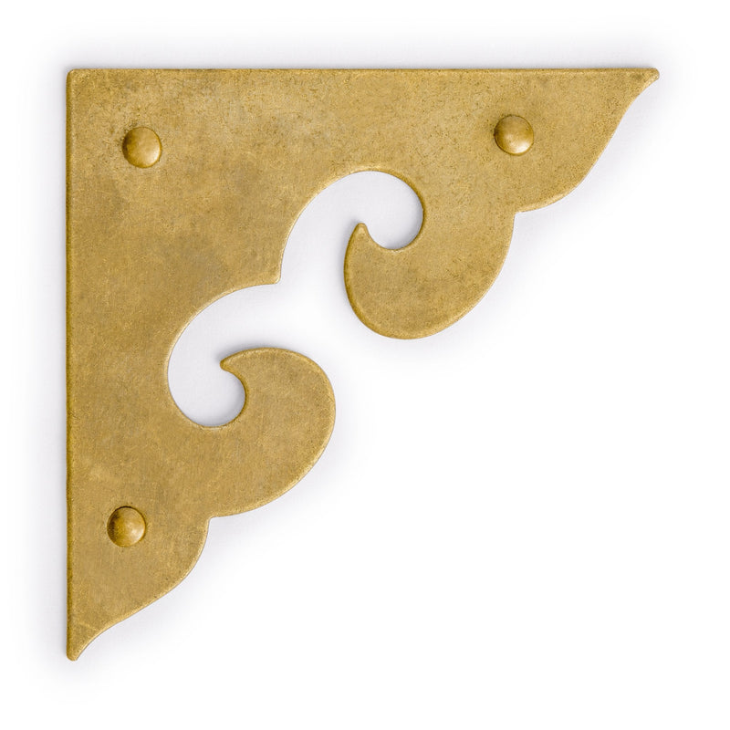 Hardware Philosophy Ocean Wave Brass Corner Hardware 1.8 Inches - Set of 2 - Architectural, Interior Design, Furniture Cabinet Customization Hardware