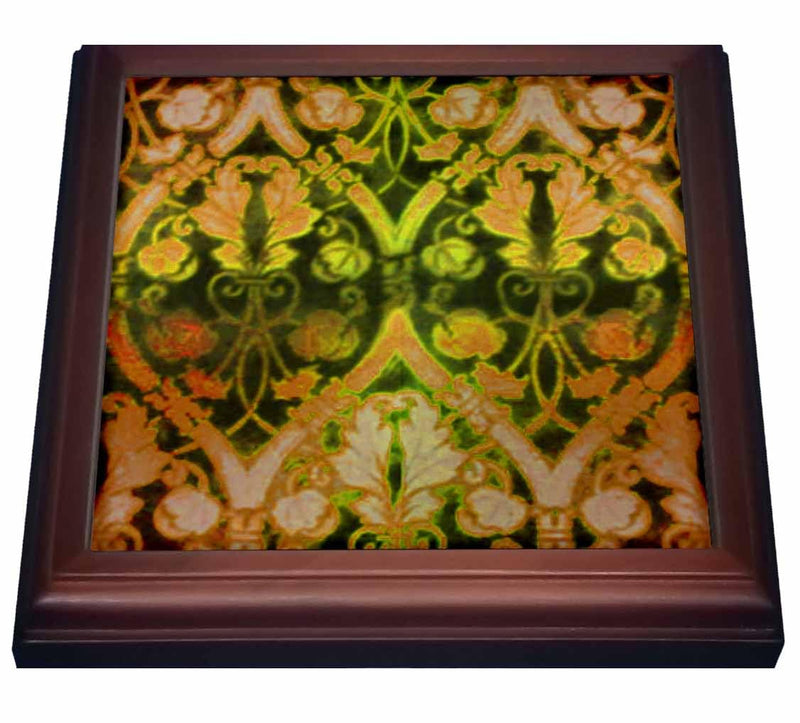 3dRose Old Antique Wallpaper Design Trivet with Ceramic Tile, 8 by 8", Brown