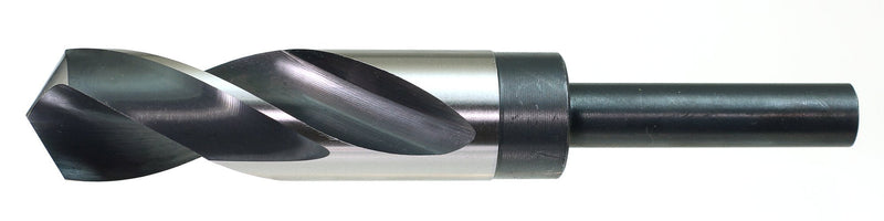 Drillco 1000A Series High-Speed Steel Reduced Shank Drill Bit, Uncoated (Bright)/Black Oxide Finish, Round Shank, Spiral Flute, 118 Degree Conventional Point, 3/4" Size 3/4" 1.0
