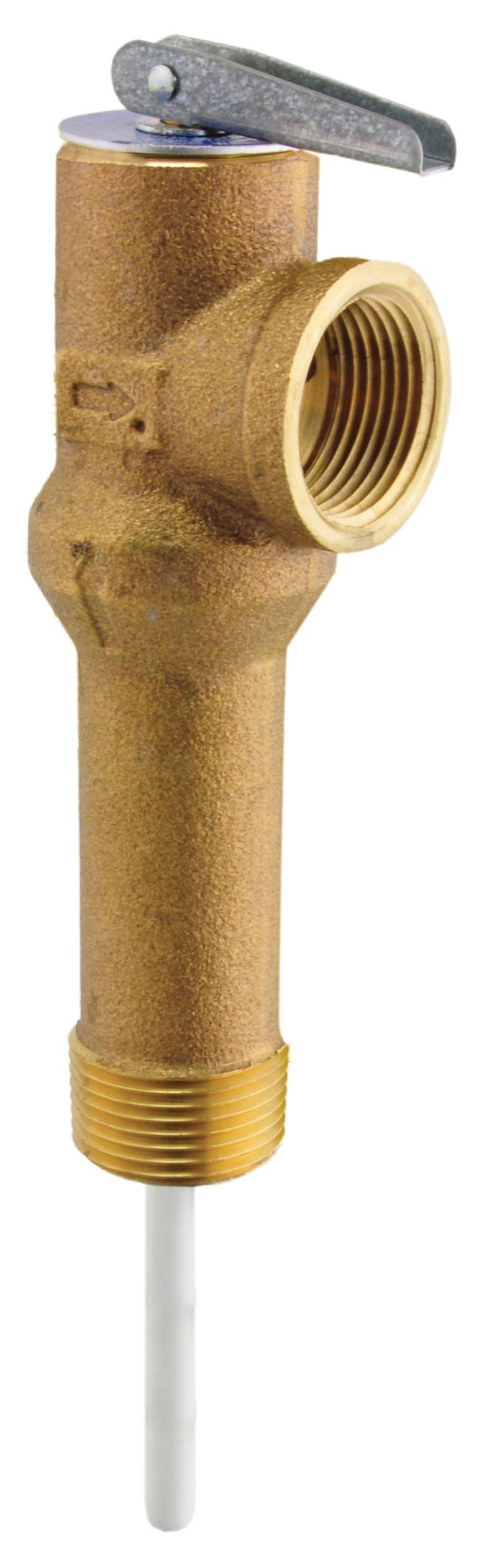 Temperature and Pressure Relief Valve (T&P) - Extended Shank 3.9 inches (W) x 3.9 inches (L) x 10.6 inches (H) Gold