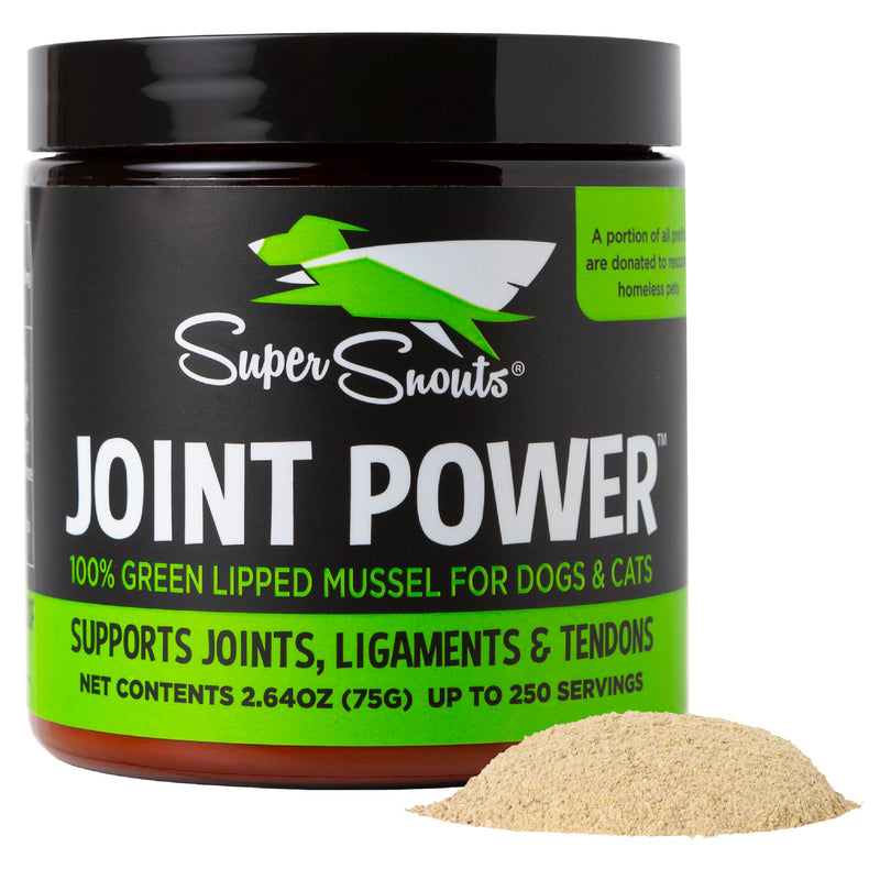 Super Snouts Joint Power Support Supplement for Dogs & Cats (Multiple Sizes) - New Zealand Green Lipped Mussel Powder, Dog Hip and Joint Repair 2.64 oz (Pack of 1) - PawsPlanet Australia