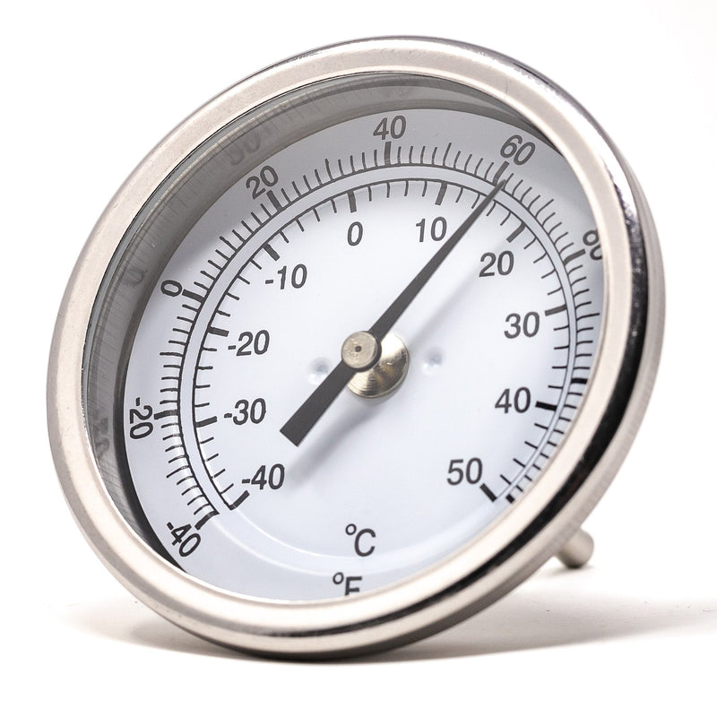 PIC Gauges B3B2-AA SS Case Bimetal Thermometer, 316 SS Stem, Back Angle Connection, 3" Dial, 2" Stem Length, -40/120° F & -40/50° C Temperature Range -40/120 Deg F/-40/50 Deg C