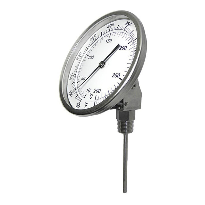 PIC Gauges B3B4-BB SS Case Bimetal Thermometer, 316 SS Stem, Back Angle Connection, 3" Dial, 4" Stem Length, -40/160° F & -40/71° C Temperature Range -40/160 Deg F/-40/71 Deg C