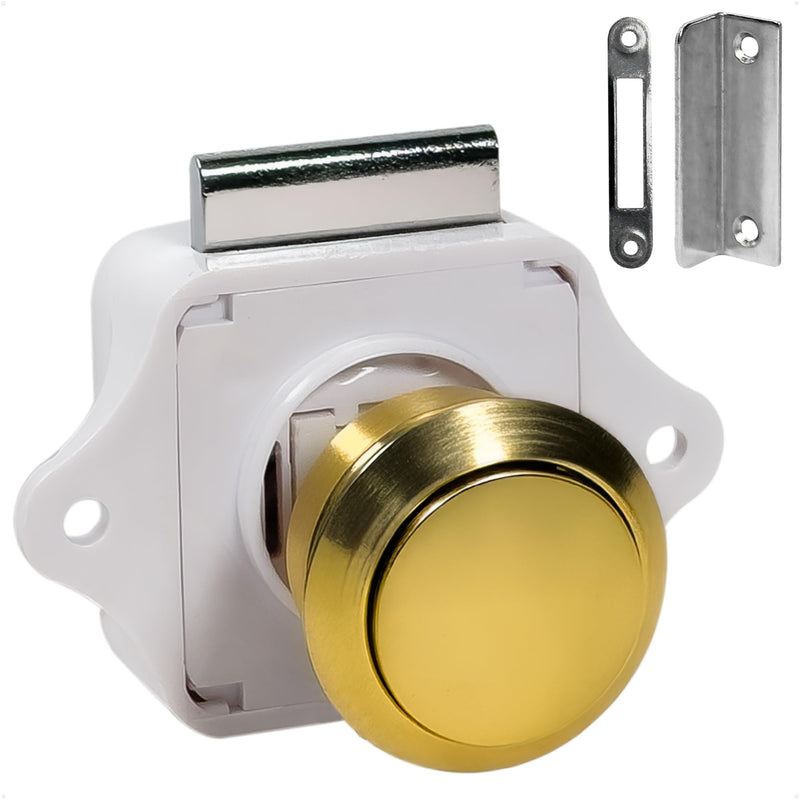 Five Oceans Keyless Push Button Latch Stainless Steel, Polished Brass Polished Brass (Pack of 1)