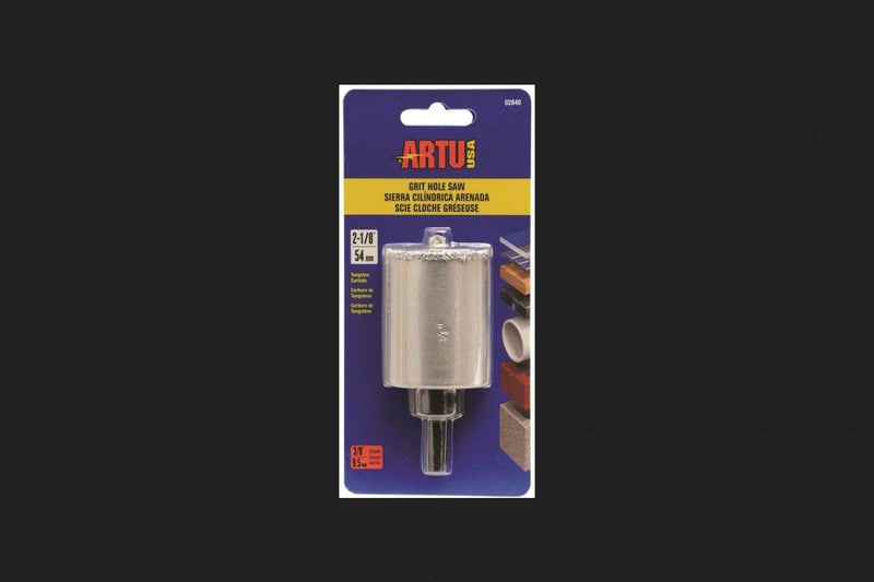 Artu - Tungsten Carbide Grit 2-1/8In Hole Saw w/Arbor &Pilot
