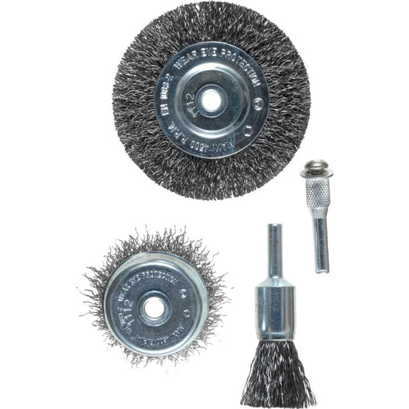 kwb Wire Brush Set 3 Piece Steel Wire Corrugated Wire Set Includes Disc Brush Ideal for Rust Removal Cleaning and Sanding Für Bohrmaschine Set (steel wire, corrugated)