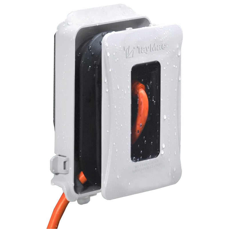 TayMac ML450W White Polycarbonate 1-Gang Weatherproof In-Use Expandable Electrical Outlet Cover for Home Improvement, 1-in. to 3-in. Deep Outdoor Outlet Cover for Electrical Box, NEMA 3R