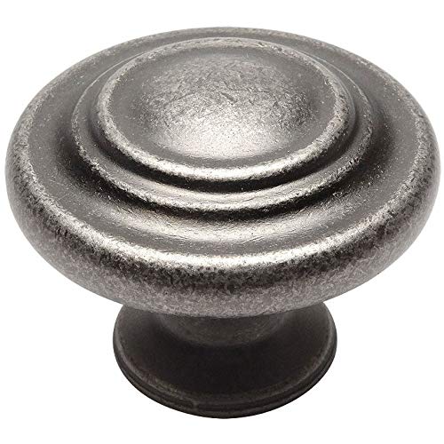 Cosmas 10 Pack 9971WN Weathered Nickel Cabinet Hardware 3-Ring Round Knob - 1-1/4" Inch Diameter