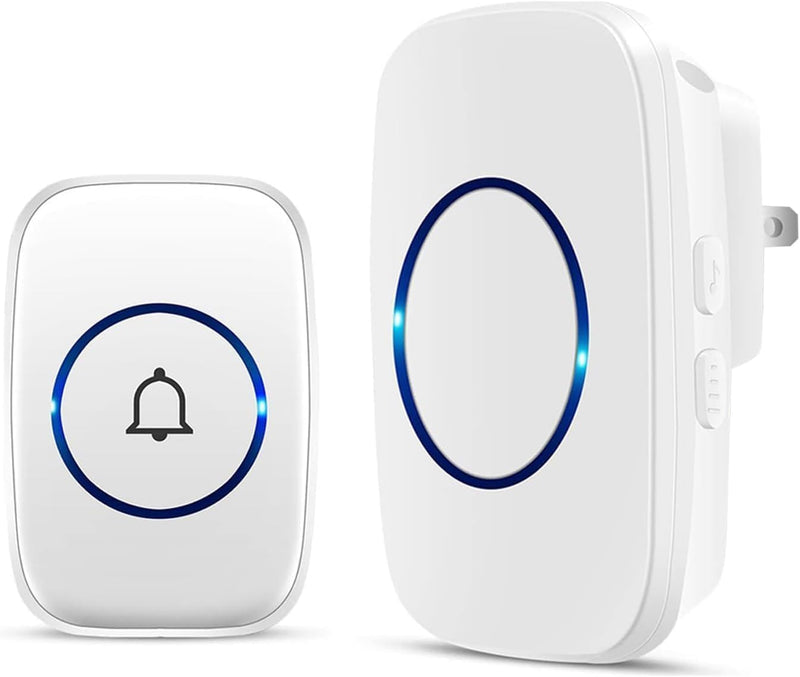 SadoTech Wireless Doorbells for Home - Adjustable Volume with 52 Chimes, 1000Ft Range, Easy Installation, Weatherproof Wireless Doorbell w/LED Flash, White