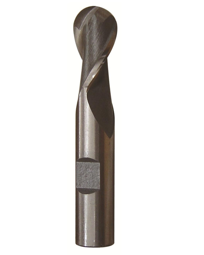 Drill America DWCT1118 1/2" X 1/2" High Speed Steel 2 Flute Single End Ball End Mill, DWC Series