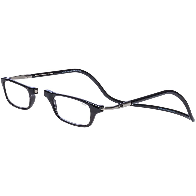 Clic Magnetic Reading Glasses for Men or Women, Computer Readers, Original Long Black 1.75 x