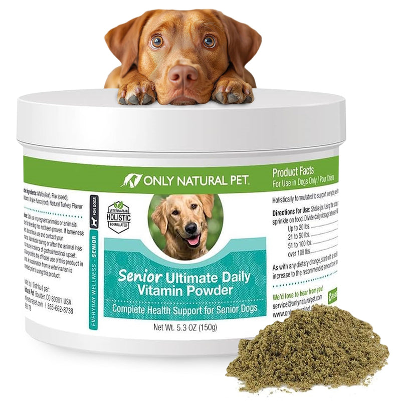 Only Natural Pet Senior Ultimate Daily Canine Vitamin Supplement for Dogs Complete Holistic Health Support - Made in USA, 5.3 oz Turkey Flavored Powder 5.3 Ounce (Pack of 1) - PawsPlanet Australia