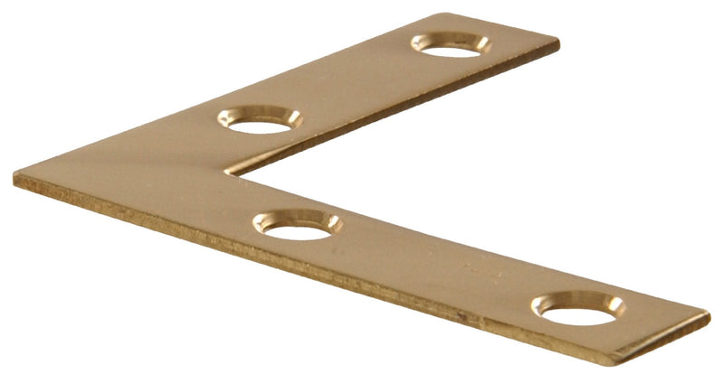Hardware Essentials 851101 Flat Corner Brace Iron Bright Brass 2" - 4 Pack