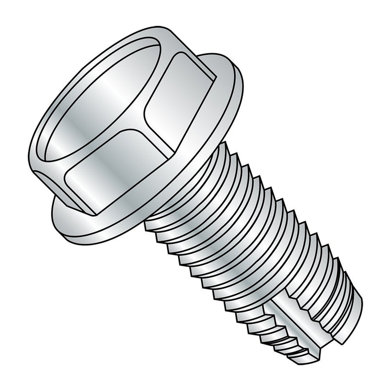 Small Parts 10161W Steel Thread Cutting Screw, Zinc Plated Finish, Hex Washer Head, Type 1, #10-24 Thread Size, 1" Length (Pack of 50)