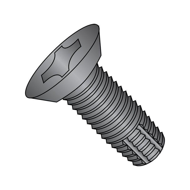 Small Parts 1208FPUB Steel Thread Cutting Screw, Black Oxide Finish, 82 Degree Flat Undercut Head, Phillips Drive, Type F, #12-24 Thread Size, 1/2" Length (Pack of 50)