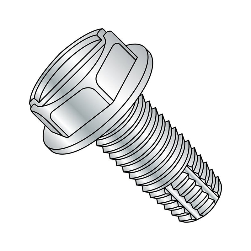 Small Parts 1212FSW Steel Thread Cutting Screw, Zinc Plated Finish, Hex Washer Head, Slotted Drive, Type F, #12-24 Thread Size, 3/4" Length (Pack of 50)