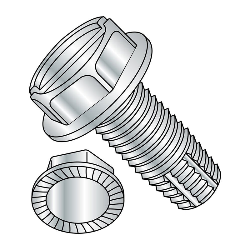 Small Parts 3724FSWS Steel Thread Cutting Screw, Zinc Plated Finish, Serrated Hex Washer Head, Slotted Drive, Type F, 3/8"-16 Thread Size, 1-1/2" Length (Pack of 10)